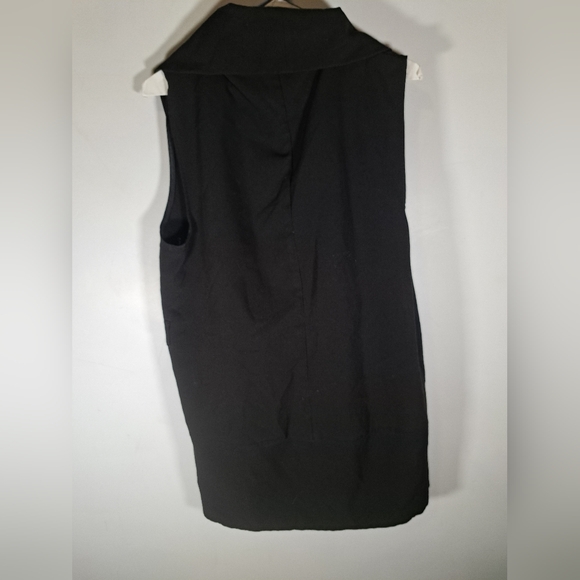 Revamped Black Long Open Front Collared Vest With Pockets Size Medium - Picture 6 of 7